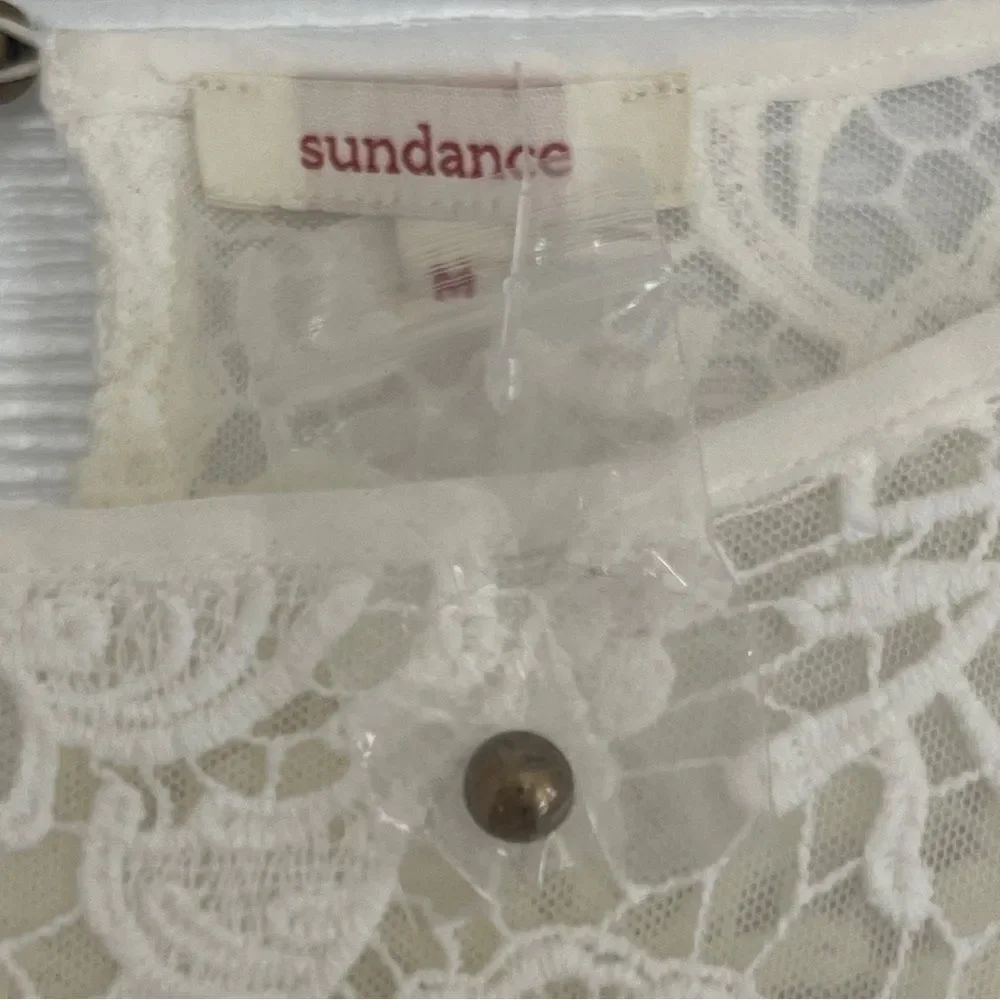 Sundance Cream Lace Pleated Blouse Sz M NWOT - Picture 2 of 8